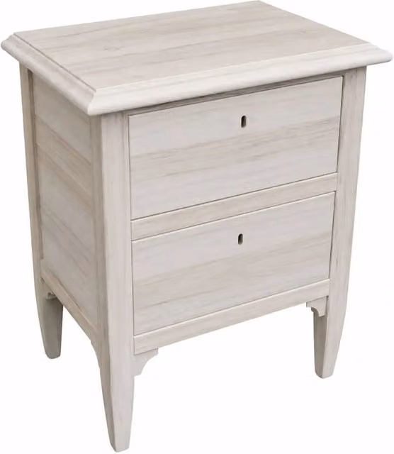 Comodino classico con 2 cassetti in legno di pioppo non trattato Mobili 2G L: 51 cm, P: 37 cm, H: 65 cm – 3