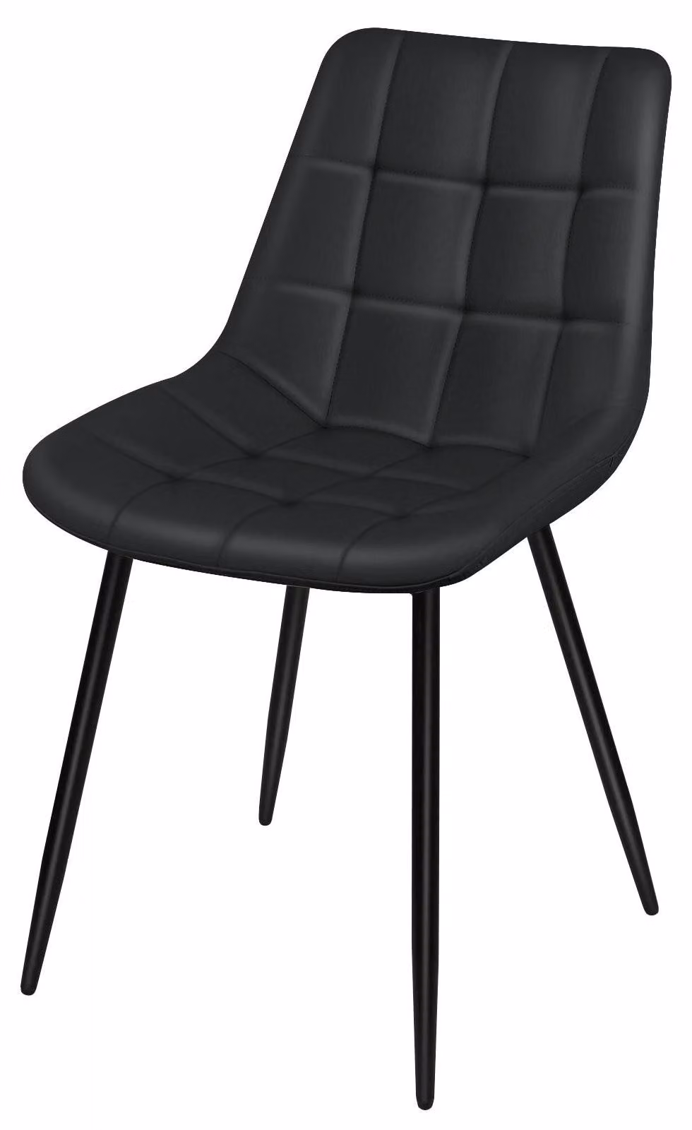 Set di 2 sedie da pranzo - Sedie per la sala da pranzo - Ecopelle, imbottite, gambe in metallo, altezza fissa, non girevoli, montaggio semplice - Colore: nero