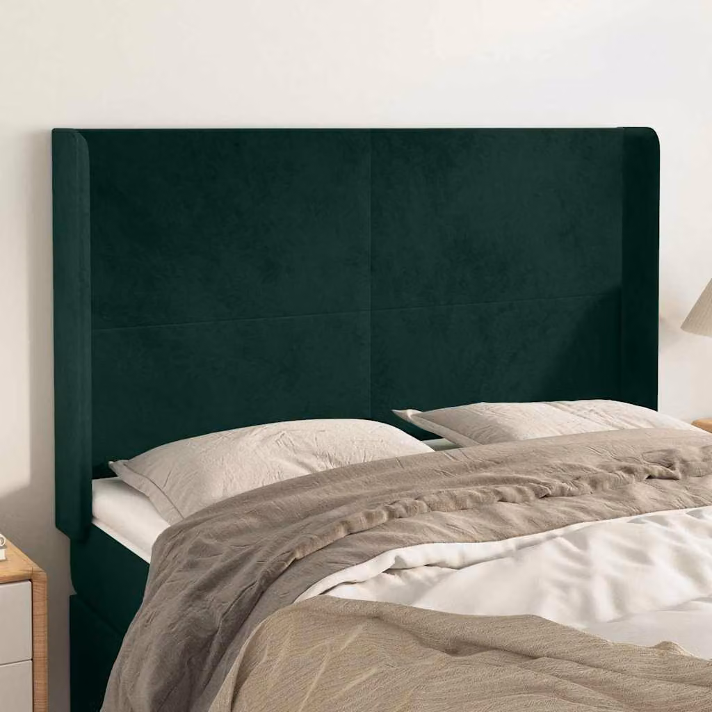 Testiera ad orecchio vidaXL in velluto verde scuro L: 147 cm, P: 16 cm, H: 118-128 cm