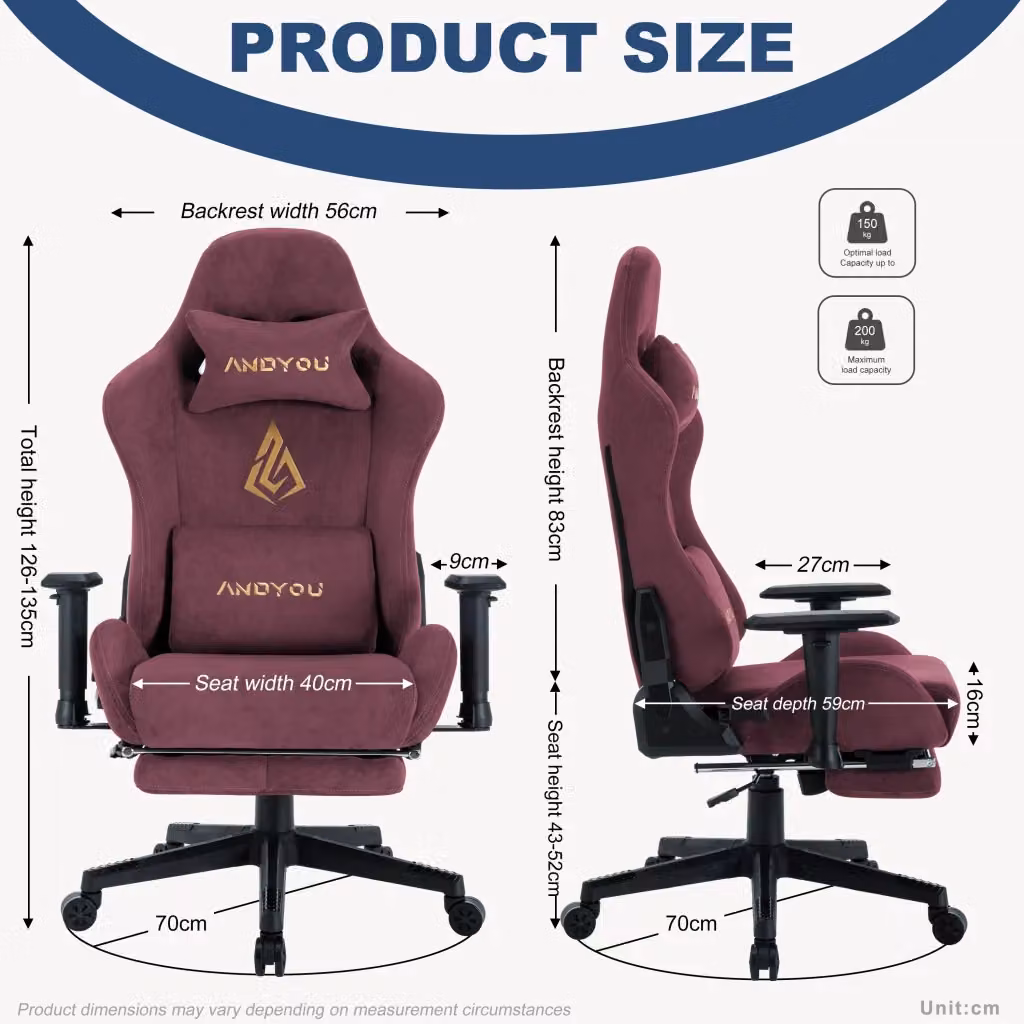 Sedia da Gaming Xylo Rossa con Poggiapiedi Regolabile, Schienale con Appoggio Testa e Base Girevole – 2
