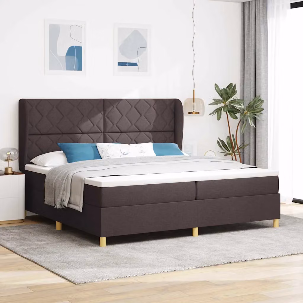 Letto ibrido con testiera vidaXL in tessuto marrone 200 x 200 cm