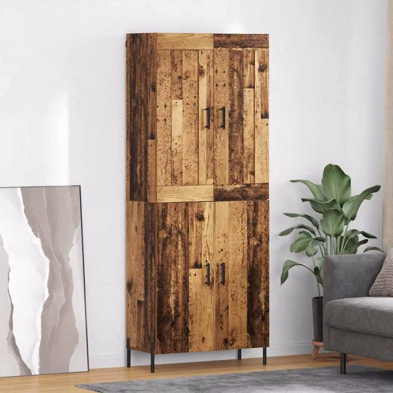 Set di 2 credenze vidaXL in legno vecchio e metallo, colore marrone, L/P/H: 69,5 x 34 x 180 cm