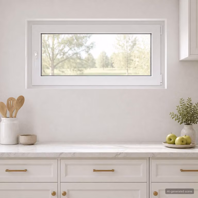 Finestra per seminterrato vidaXL con triplo vetro, apertura a battente e ribalta, plastica bianca e vetro trasparente, L: 120,0 cm, H: 50,0 cm, P: 18,2 cm