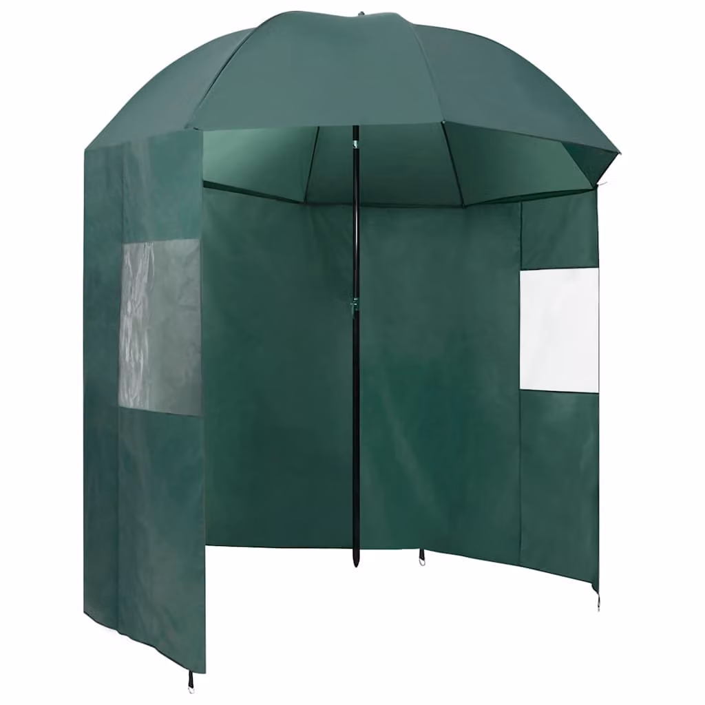 Ombrellone da pesca vidaXL verde con struttura in acciaio e copertura in poliestere L: 220 cm, P: 185 cm