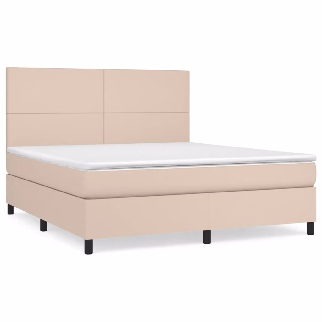 Materasso letto a molle cappuccino-marrone 180x200 cm in Pelle finta