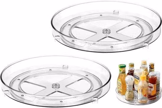 Cestino girevole per erbe aromatiche per cucine e cassetti - Rotante a 360° - Trasparente - 23,5 cm