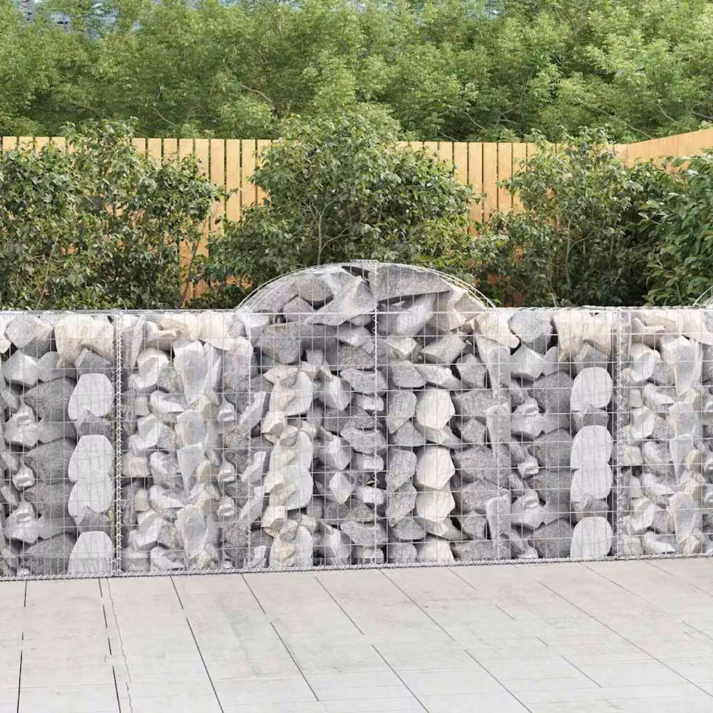 Set di 50 Cesti Gabbioni ad Arco vidaXL in Acciaio Zincato Grigio L: 200 cm, P: 50 cm, H: 100-120 cm