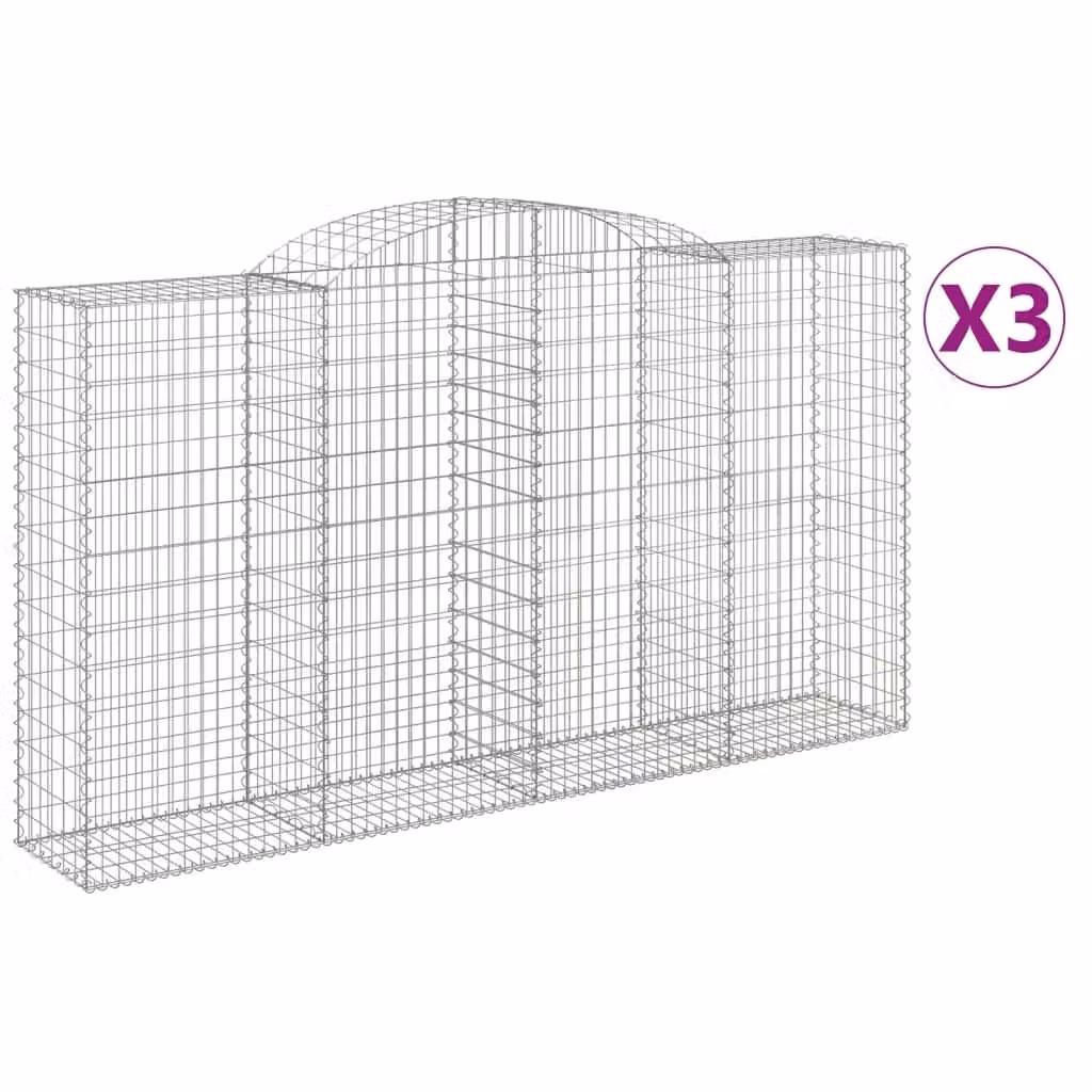 Cesti Gabbioni ad Arco 3 pz 300x50x160/180 cm Ferro Zincato