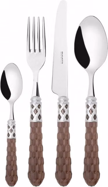 BOHEMIA Ghiera Cromata, Posate Set 24 Pz, Scatola Wengè, Casa Colore: Tabacco