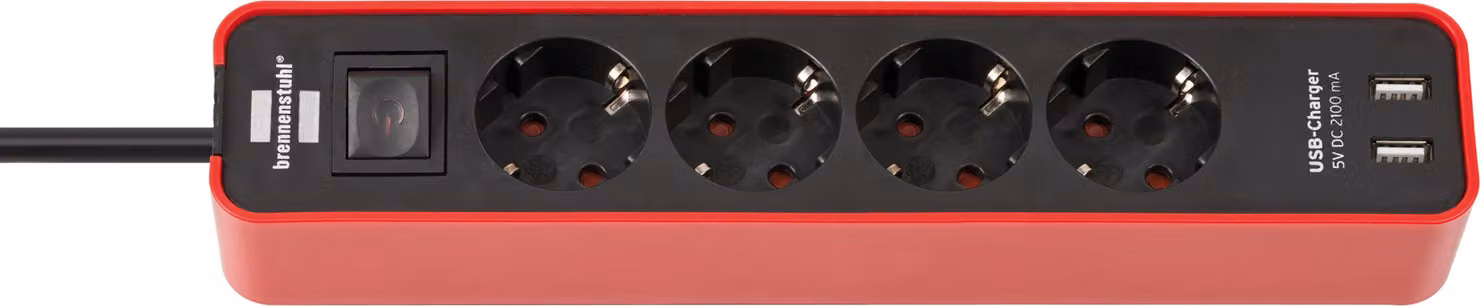 brennenstuhl 1153240076 brennenstuhl striscia di prese Ecolor, 4 vie, rosso/nero