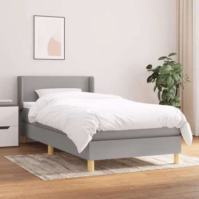 Letto Ibrido vidaXL con Giroletto a Molle e Materasso Grigio Chiaro e Bianco L/P/H: 203 x 103 x 88 cm – 1