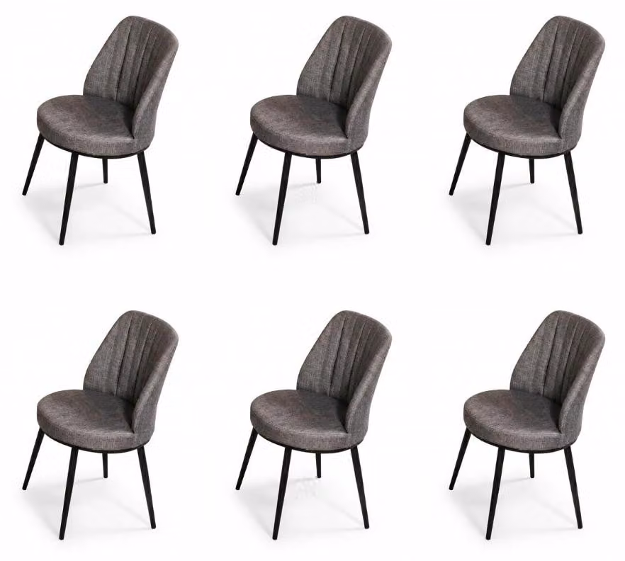 6 sedie, stile moderno, colore grigio, nuove, compatte, versatili, morbide e confortevoli