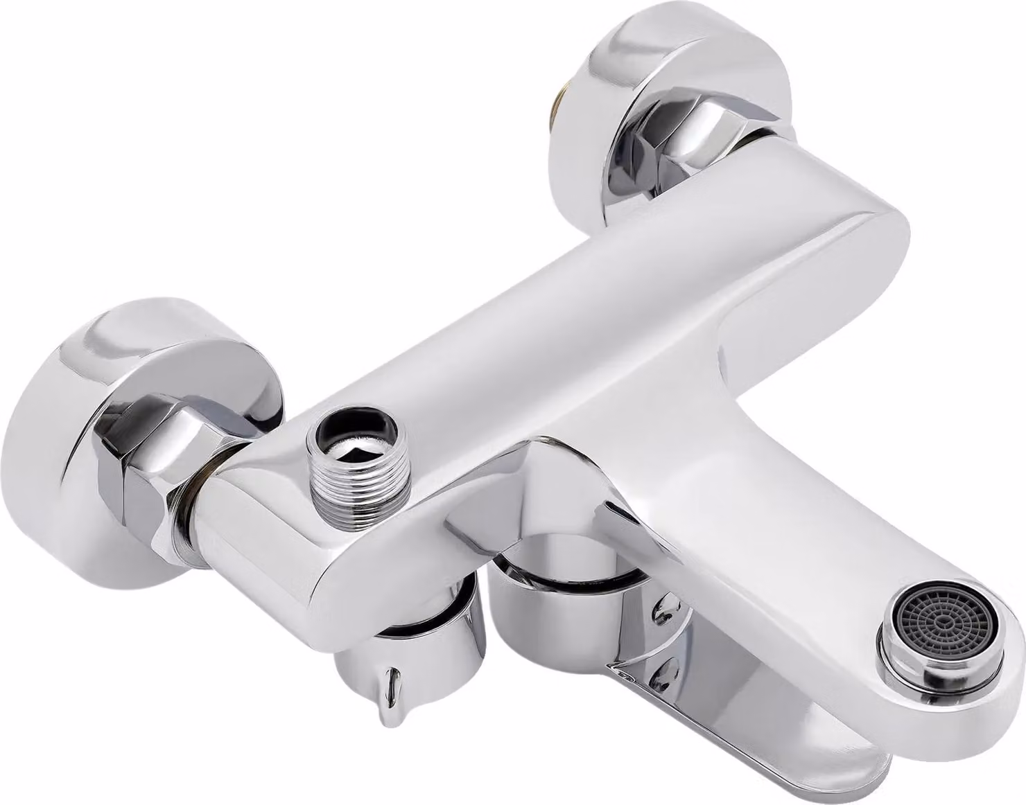 Rubinetto da bagno, design moderno, a parete, a 2 vie, argento