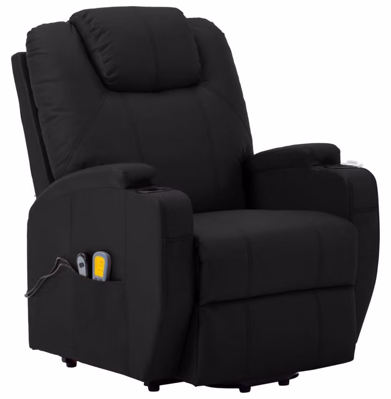 vidaXL Poltrona per massaggi con ausilio per l'assistenza in piedi in Pelle finta nera
