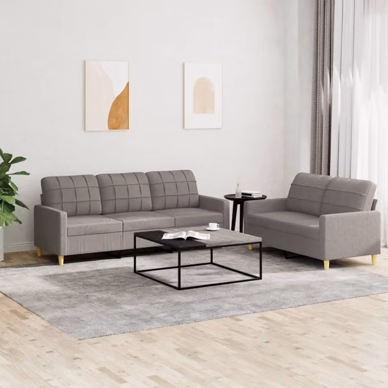 Maison Exclusive - Set divano a 2 posti con cuscini in tessuto color taupe