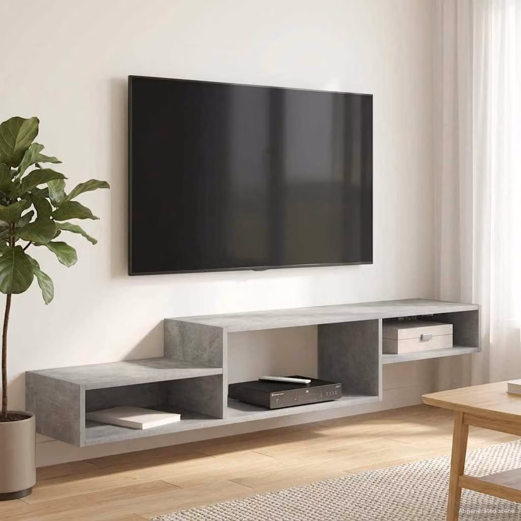 Mobile TV da parete vidaXL in MDF Grigio, L 150 x P 28 x H 26 cm