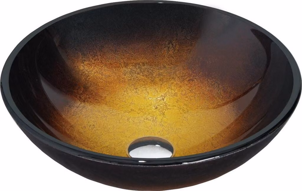 Mexen Mira lavabo in vetro da appoggio 42 x 42 cm, oro scuro - 24124251