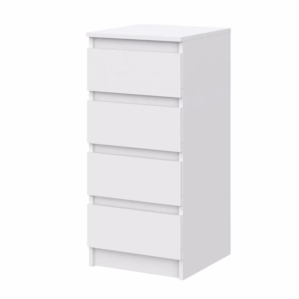 Cassettiera Komodee in stile scandinavo, Bianco opaco, L: 40 cm, H: 90 cm, P: 43 cm – 2