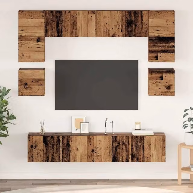Set mobile TV 8 pz-Set di 8 Credenza per TV Legno vecchio Legno multistrato 181177