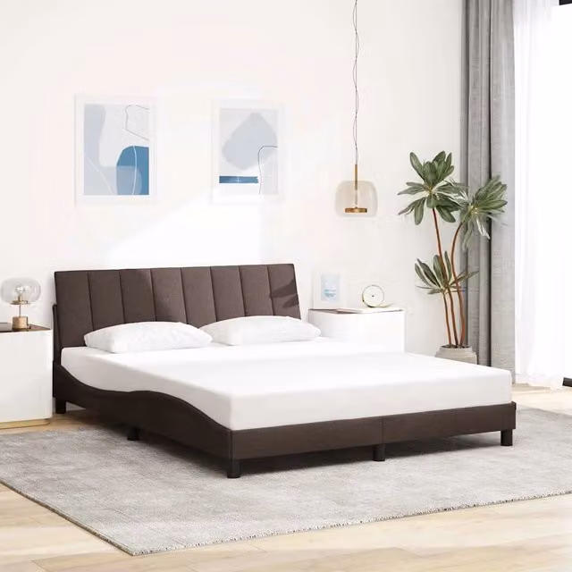 Giroletto Hanko vidaXL senza materasso in tessuto marrone scuro L/P: 160 x 200 cm