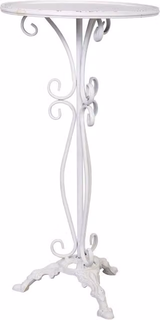 Tavolino rotondo Wanderlust Deco in metallo bianco con design minimalista L: 40 cm, P: 40 cm, H: 77 cm