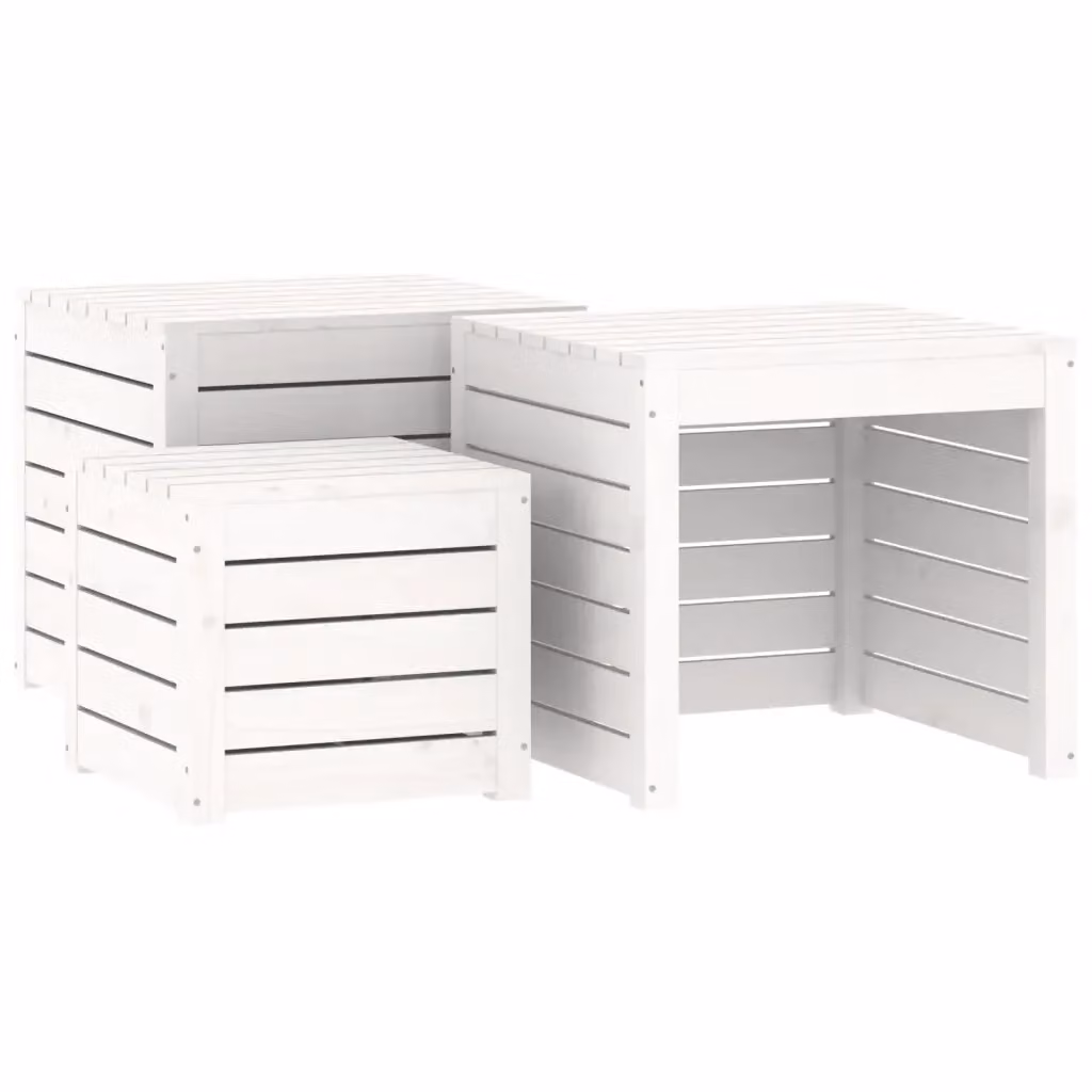 Set di 3 cassette da giardino vidaXL in legno massello di pino bianco stile rustico L/P/H: 50,5 x 38,0 x 34,0 cm – 2