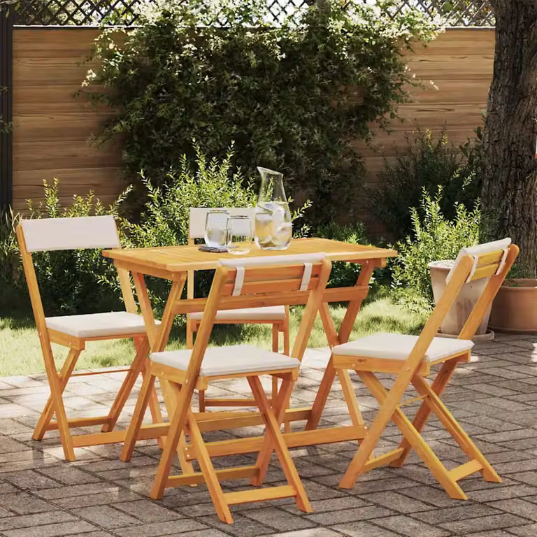 Set bistrot da giardino vidaXL in legno di acacia massello oliato marrone, 5 pezzi