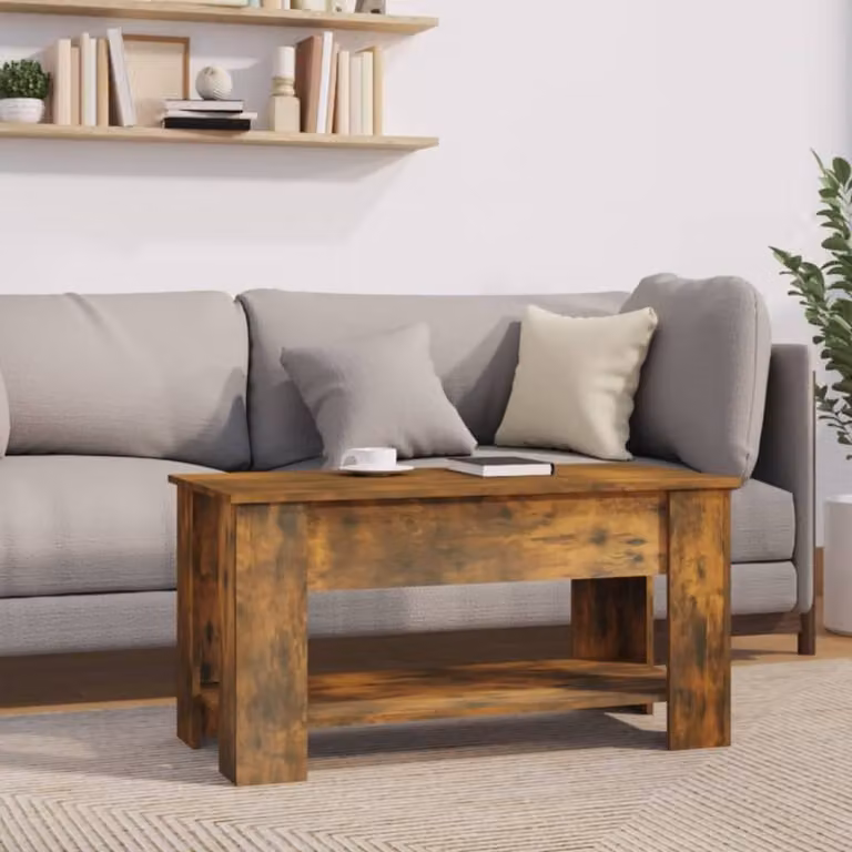 The Living Store tavolino in rovere fumé 101x49x52 cm materiale a base di legno