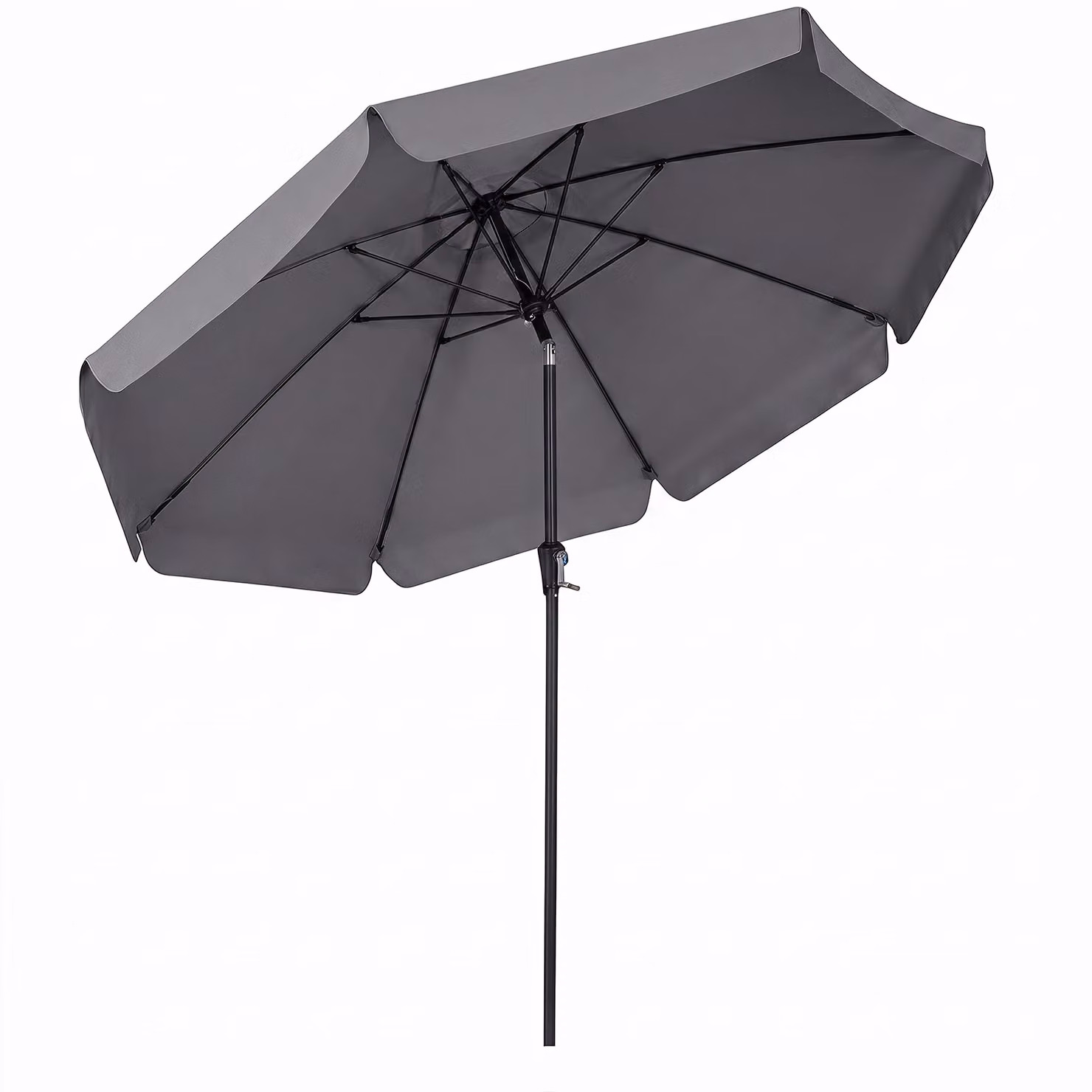 Ombrellone da giardino e spiaggia Costway con bordo arricciato e angolo regolabile, Grigio, 286 cm