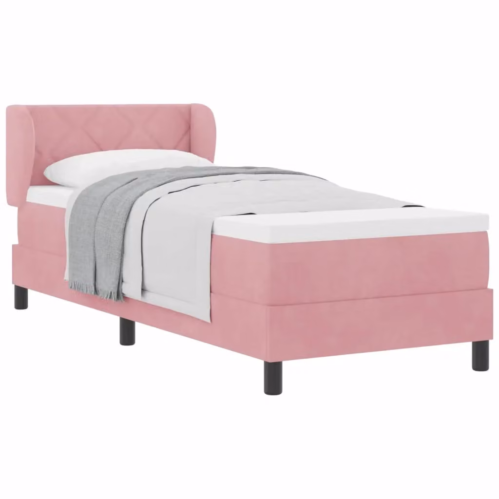 Letto a molle con testiera vidaXL in velluto rosa L/P/H: 80 x 200 cm – 2