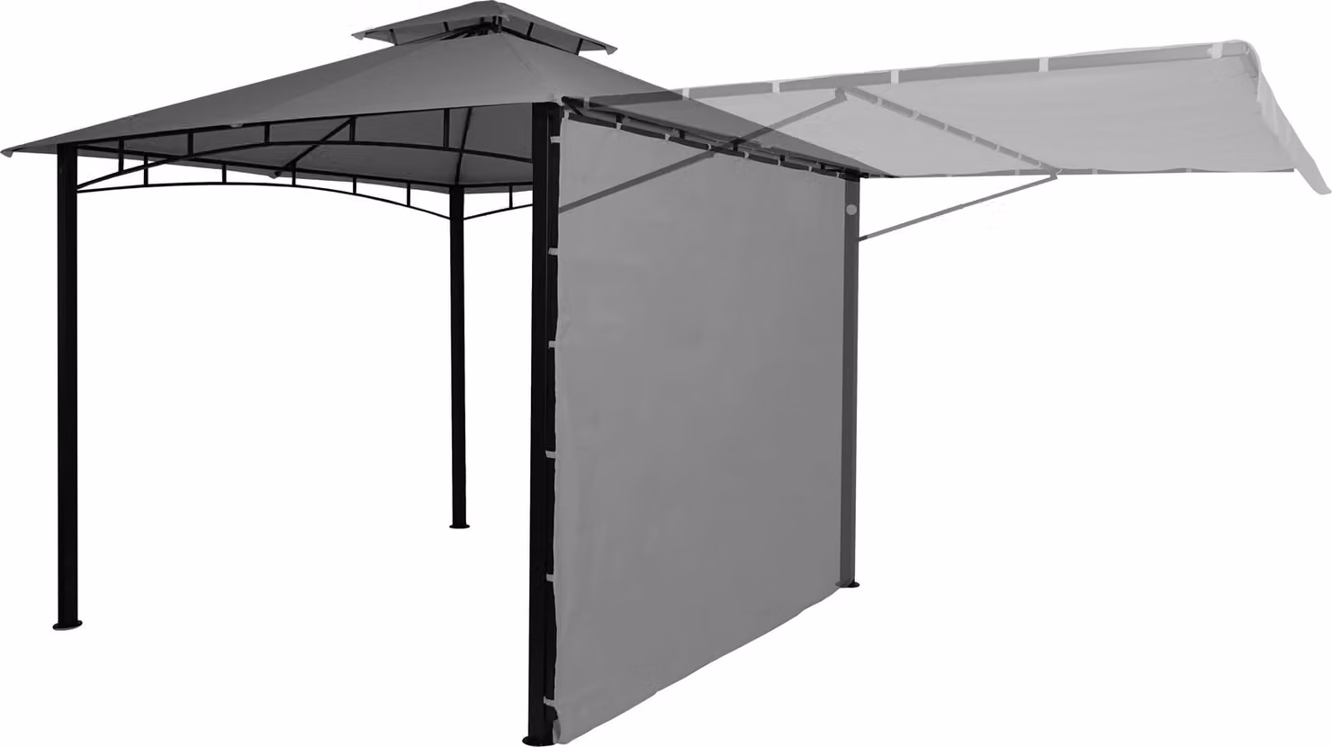Pergola MCW-F94, gazebo da giardino, pareti laterali mobili in acciaio, 2,5 x 2,5 m ~ grigio