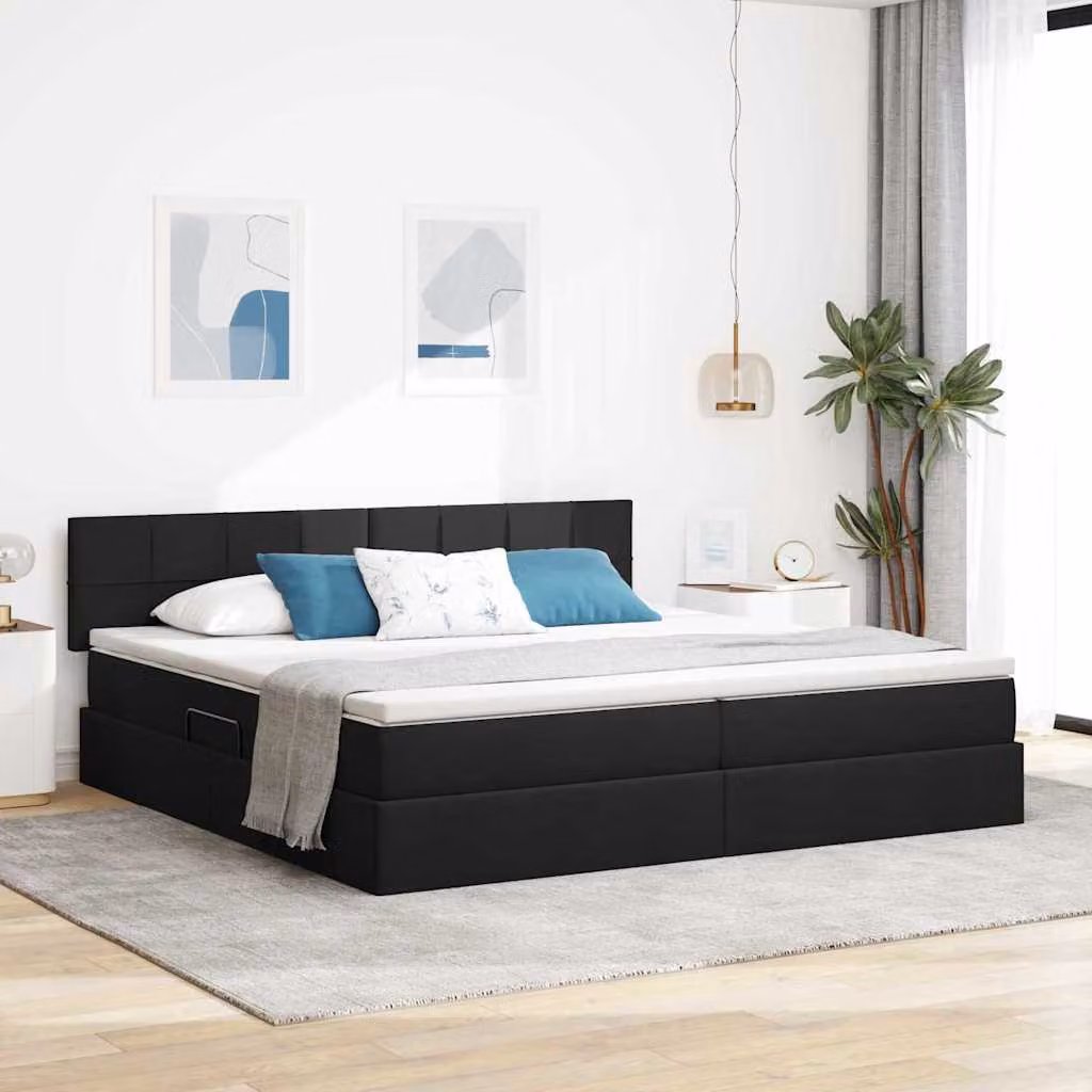 Letto con contenitore e materasso vidaXL in velluto nero L/P: 200 x 200 cm – 1