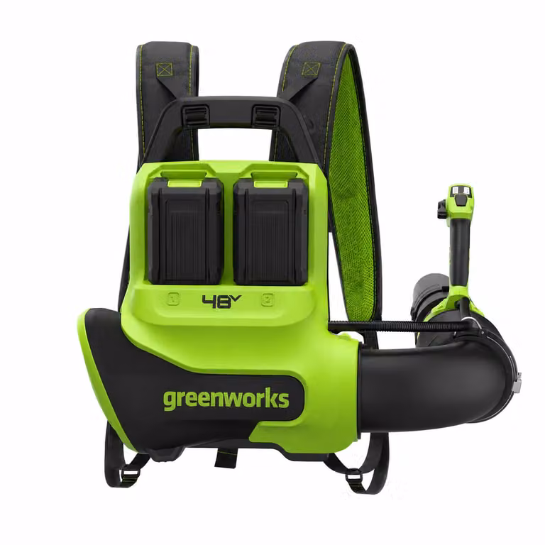 Greenworks POWERALL 48V (24V x 2) Soffiatore a zaino 297 km/h - 2x Batterie 8Ah