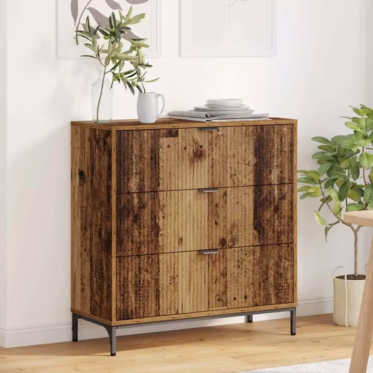 Credenza moderna vidaXL in legno ingegnerizzato e metallo, colore marrone, L 79,5 x P 33 x H 82 cm