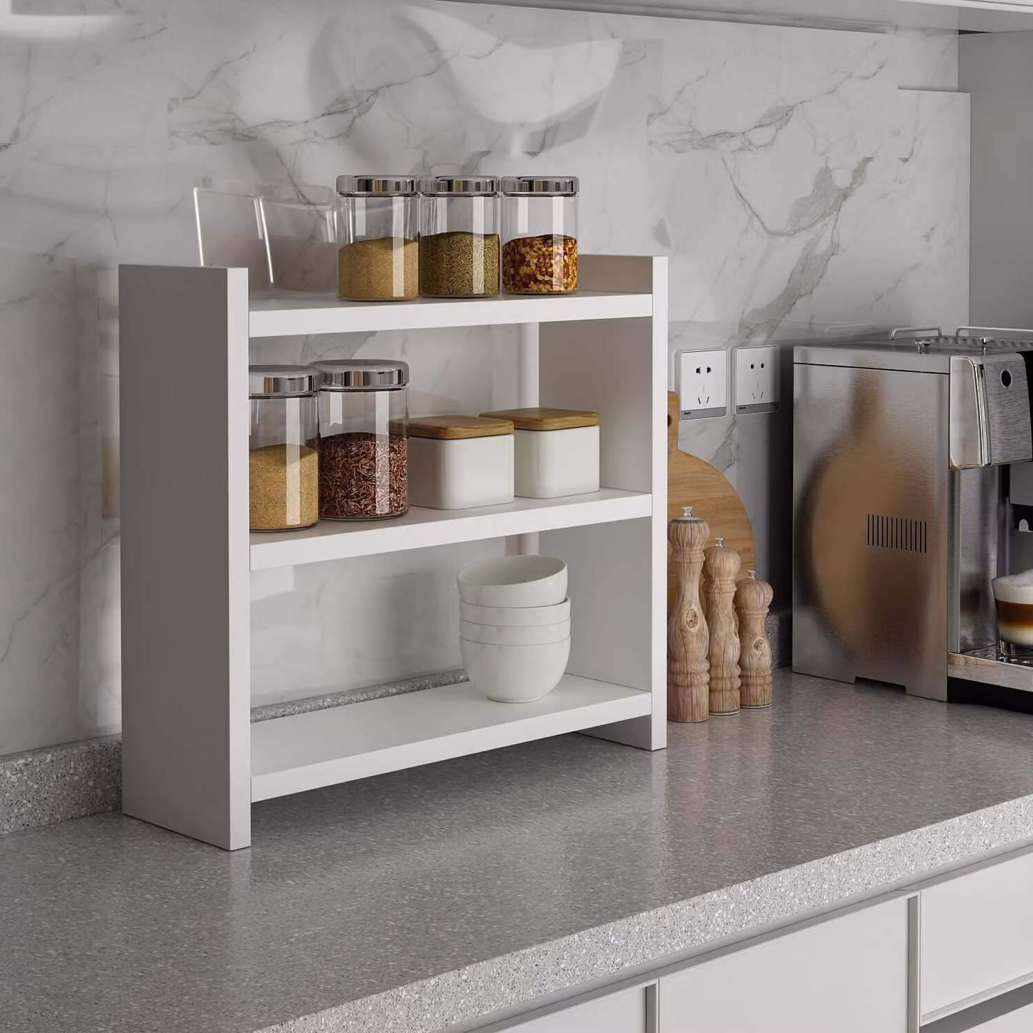 Skye Decor, Cosmic - White, mensole da cucina, bianco, 44 x 40 x 10 cm