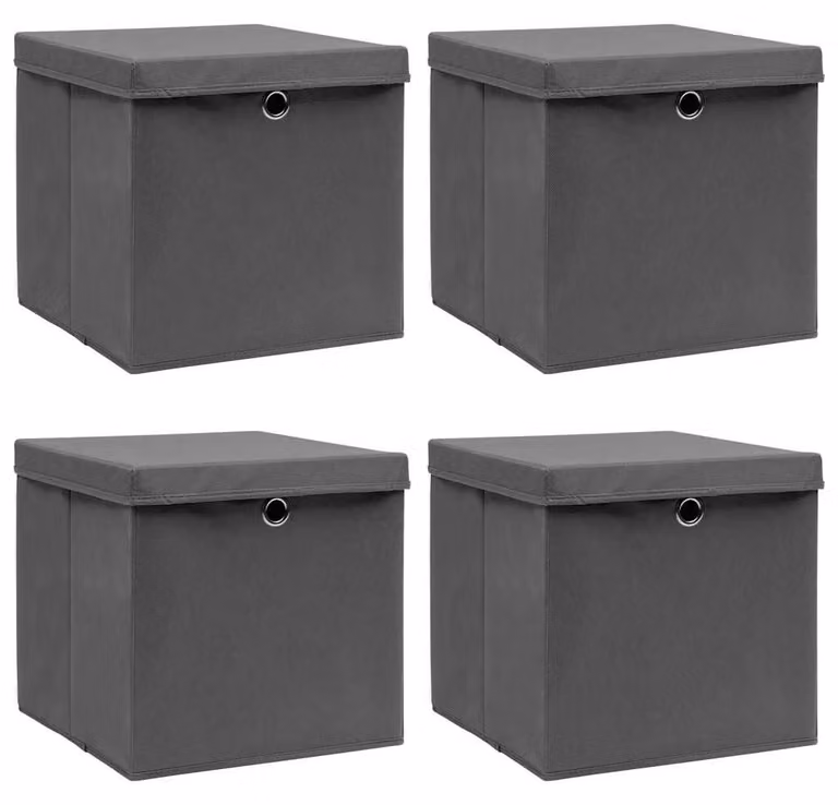 Set di 4 contenitori pieghevoli (grigi, 32 x 32 x 32 cm)