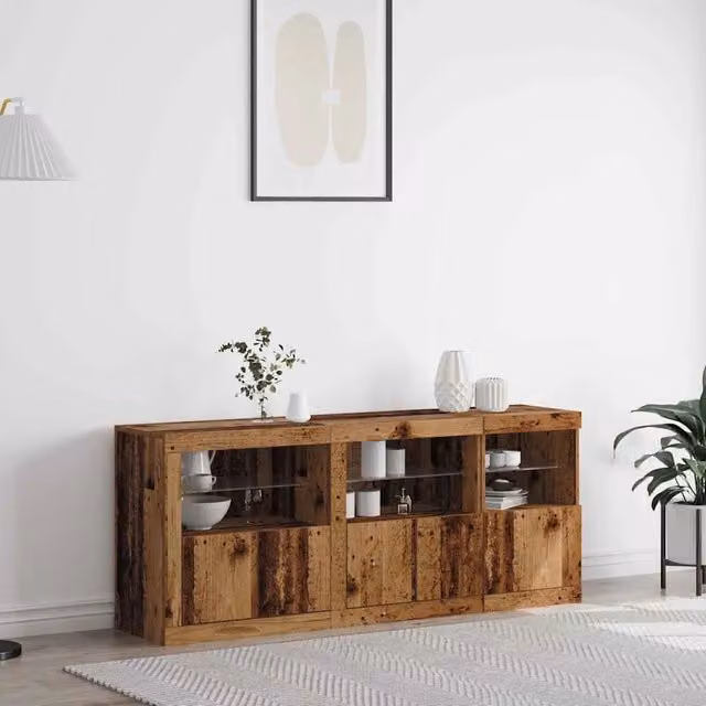 Madia moderna vidaXL in legno ingegnerizzato marrone con illuminazione LED integrata L/P/H: 162 x 37 x 67 cm – 1