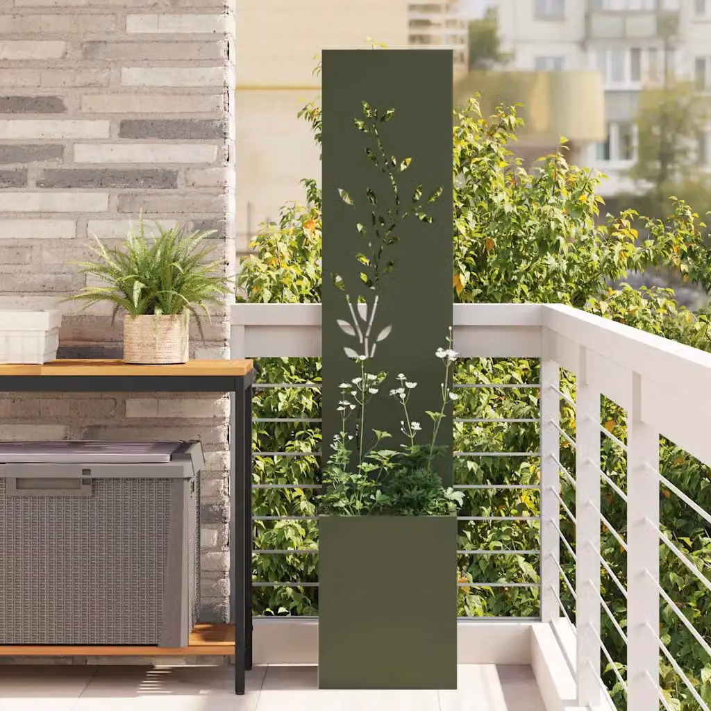Paravent per privacy in giardino vidaXL Oliver, verde, in acciaio, L/P/H: 32 x 32 x 150 cm