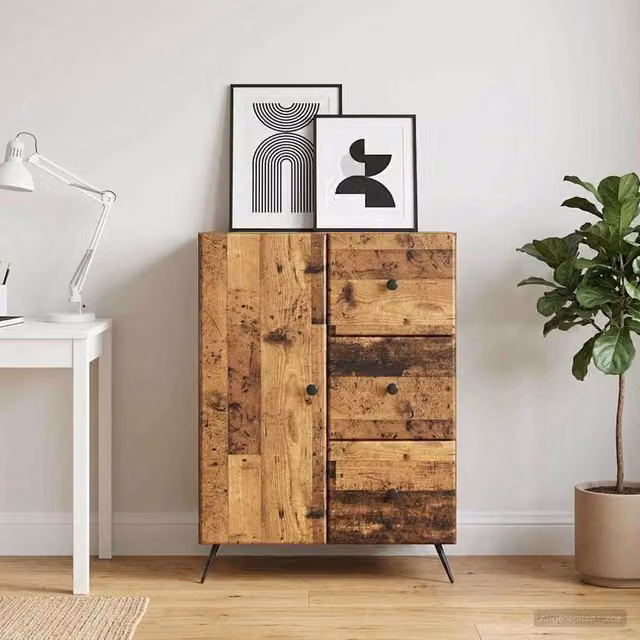 Credenza moderna VIDAXL in legno ingegnerizzato e metallo, colore marrone, L: 66 cm, P: 34,5 cm, H: 90 cm