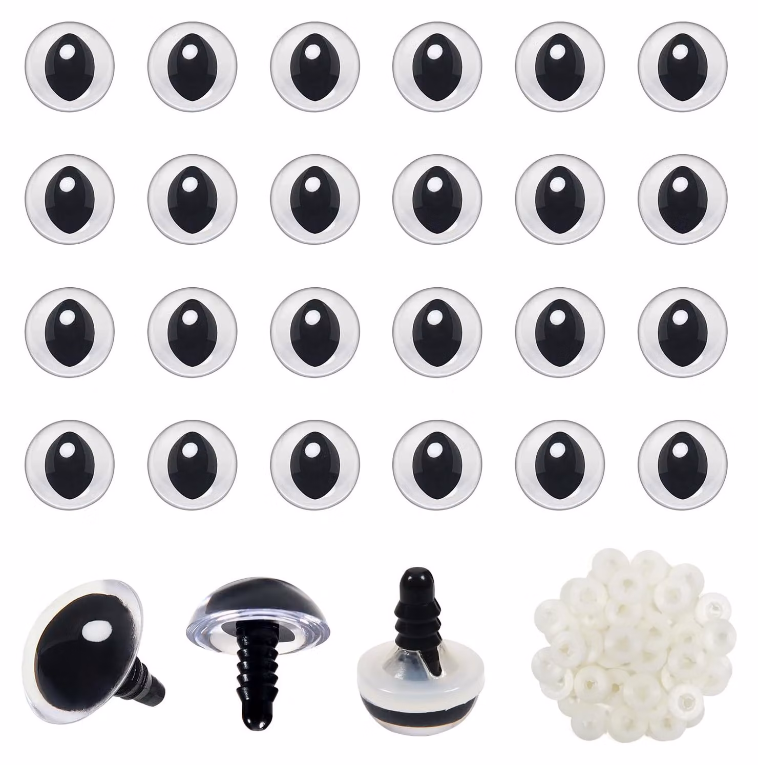 60 occhi di sicurezza trasparenti da 12 mm con rondelle