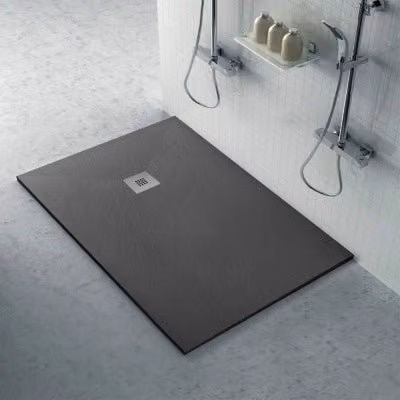 Piatto doccia rettangolare Karen INBAGNO in resina effetto pietra colore antracite L: 120 cm, P: 80 cm