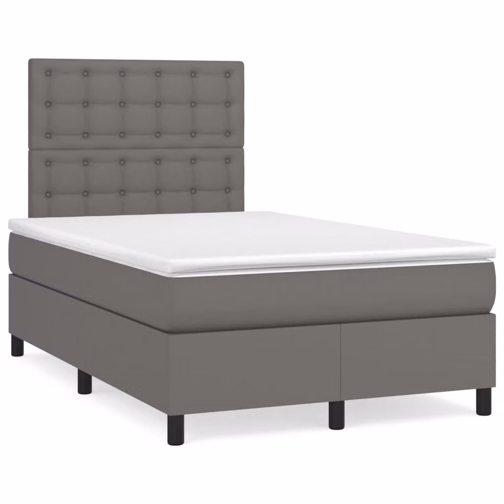 Giroletto a Molle con Materasso Grigio 120x200 cm in Pelle finta