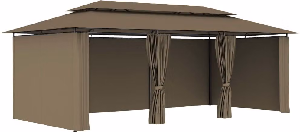 Gazebo con Tende 600x298x270 cm Grigio Talpa 180 g/m²