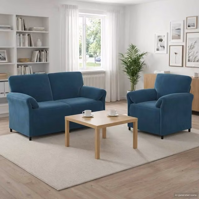 Set di divani 2 pz Blu Velluto 3424908