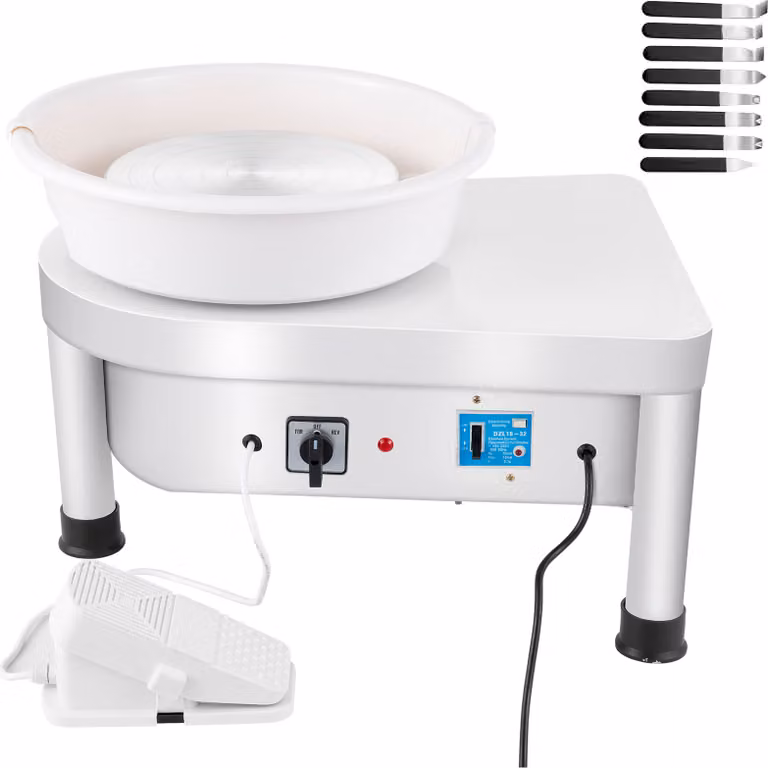 SucceBuy tornio per ceramiche, 25 cm, 280 W, macchina per modellare la Vetroceramica elettrica con pedale, ciotola rimovibile e set di attrezzi per modellare per i lavori di argilla fai da te