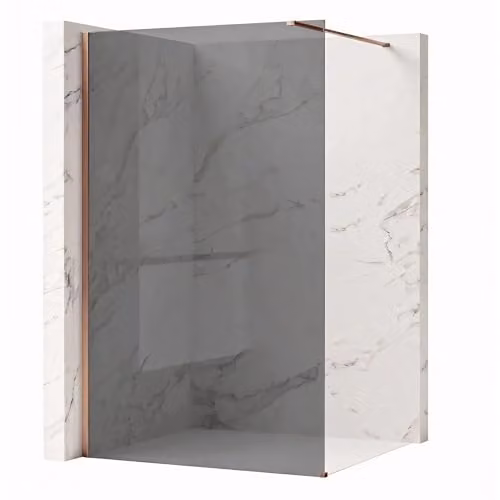 Rea - Parete Doccia Flexi Grey 120 Vetro Grigio Da 8 Mm, Rame Spazzolato, Walk-In 120X120X195Cm