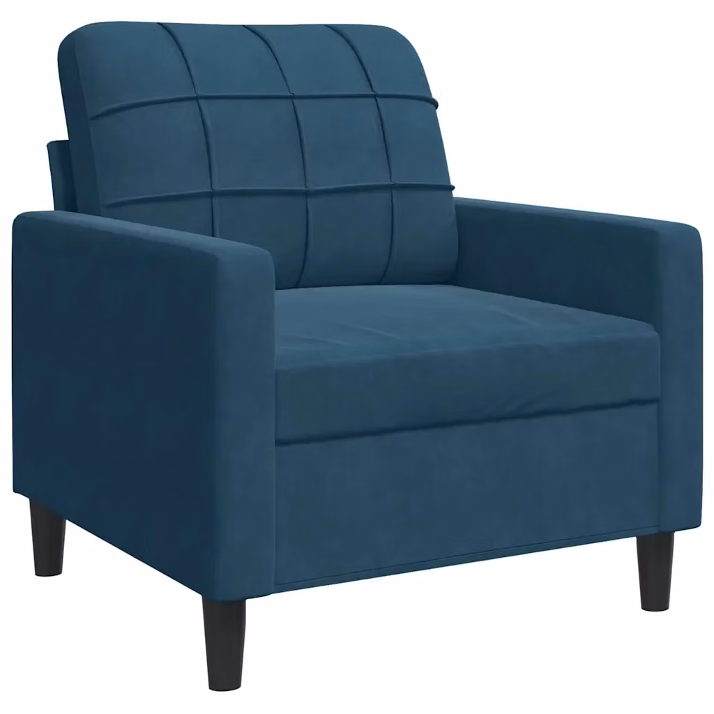 Poltrona moderna in velluto blu con struttura in metallo vidaXL – 2