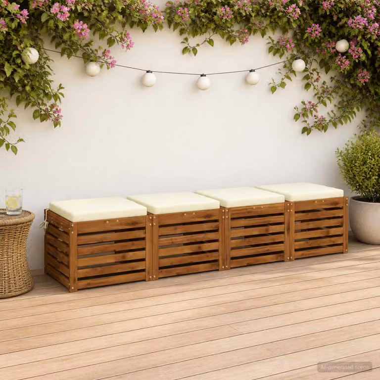Set di 4 cuscini per sedia vidaXL in poliestere beige con rivestimento lavabile e resistente ai raggi UV