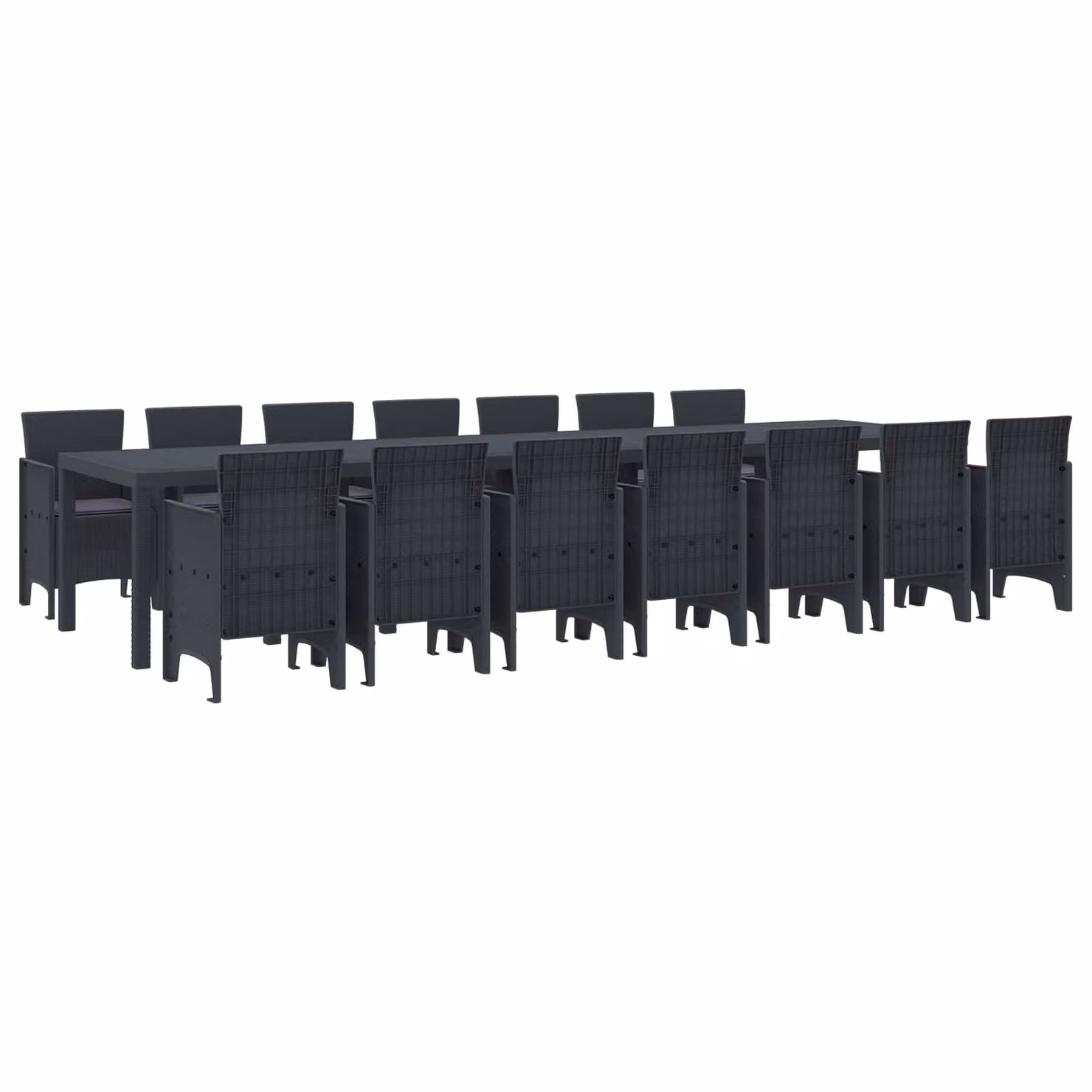 Set da pranzo da giardino vidaXL in rattan antracite con 15 pezzi e cuscini