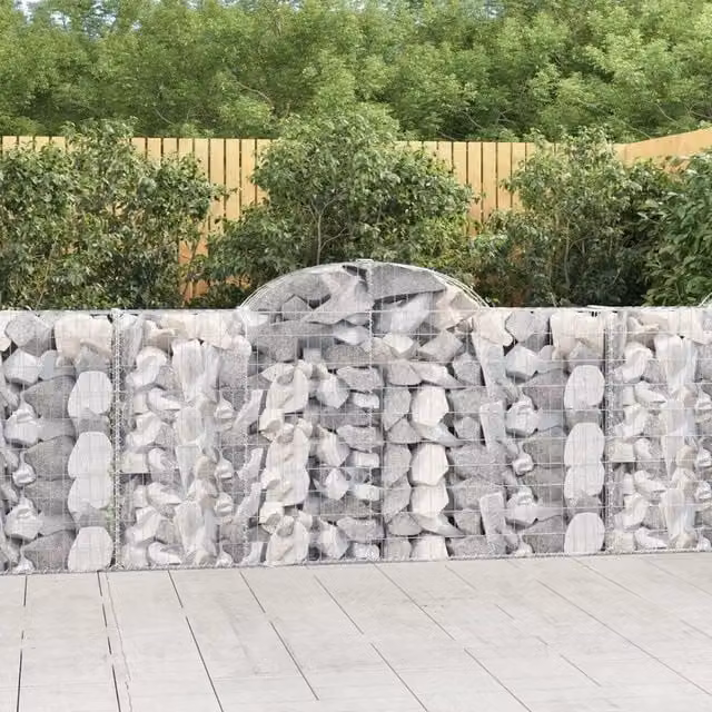 Set di 2 Cesti Gabbioni ad Arco vidaXL in Acciaio Zincato Argento L: 200 cm, P: 30 cm, H: 100-120 cm – 1